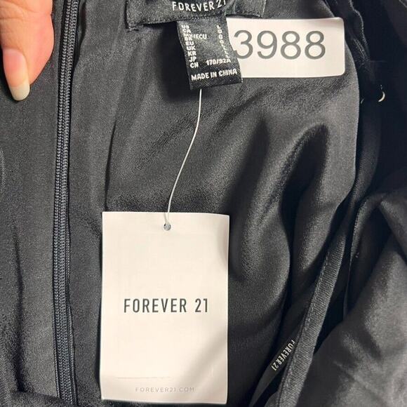 Forever Dress Womens Large Black Draped Linen Blend Black Mini Strappy Ruched - Picture 7 of 11